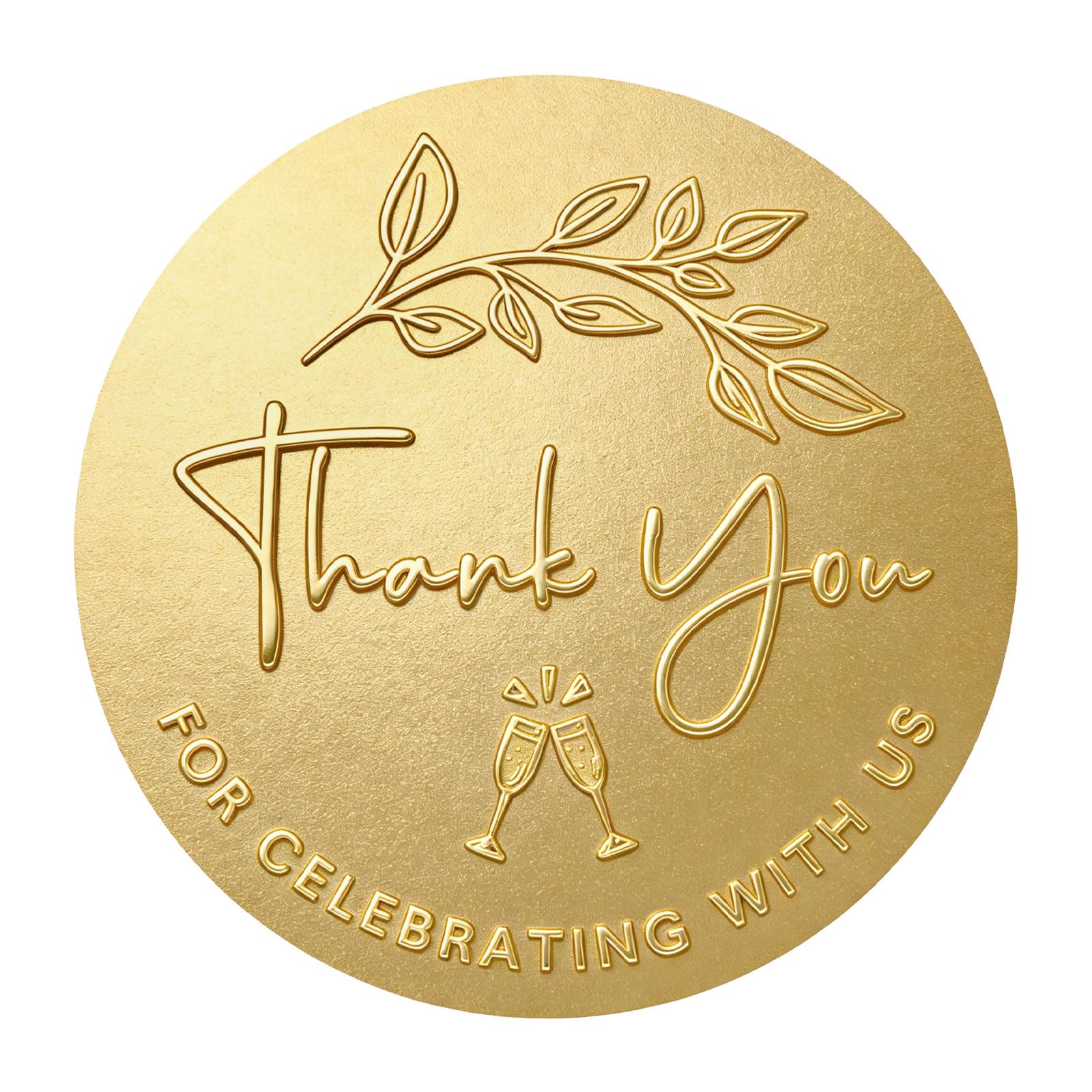 100PCS Thank You for Celebrating with Us Stickers, Gold Foil Labels for Wedding 