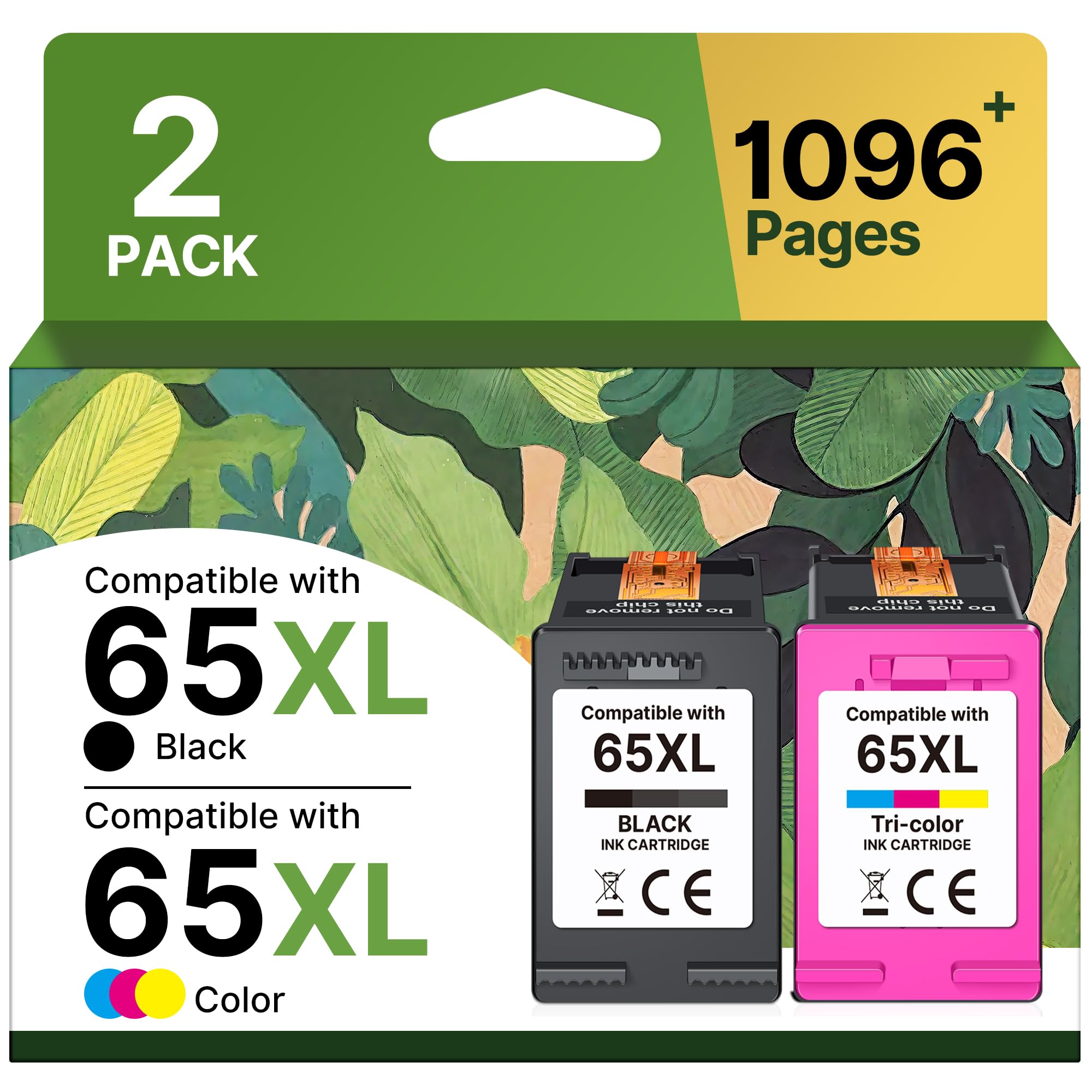 65XL Ink Cartridges Black/Color Combo Pack High-Yield Replacement for HP Ink 65 