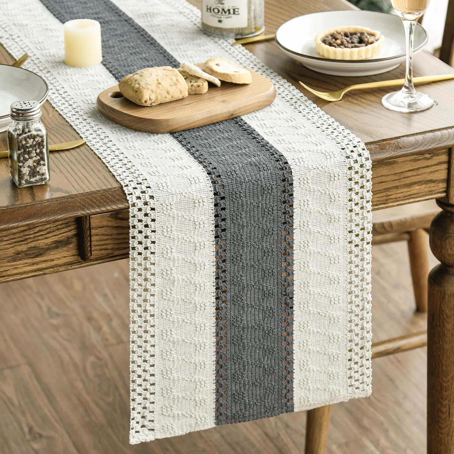 Artoid Mode Dark Grey Farmhouse Rustic Table Runner 12x72 Inch | Seasonal Holida