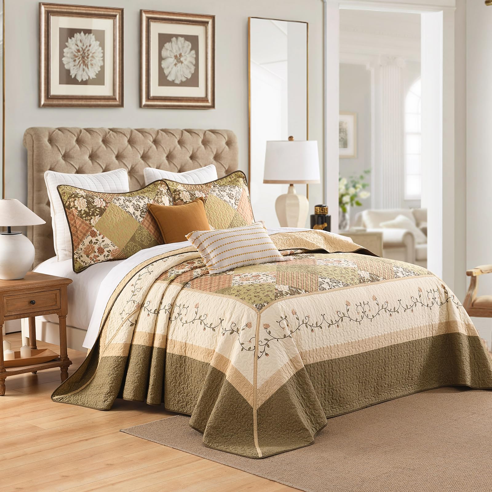 EWlinens 100% Cotton Oversized California King Bedspread - 120"x128" Extra Wide 