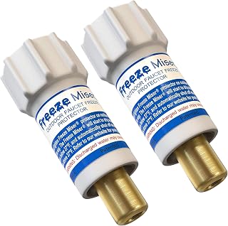 Freeze Miser Outdoor Faucet & Spigot Freeze Protection – Patented Valve Shield, Activates at Water Temperature Below 37°F/3°C – Durable Winter Cover Alternative – Quick Install, Saves Water – 2 Pack