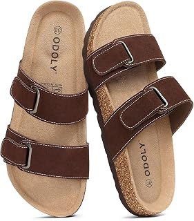 ODOLY Unisex Cork Sandals with Arch Support, Summer Outdoor Sandals with Adjustable Buckle for Men Women
