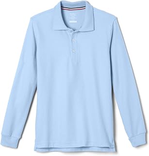 French Toast Boys' Pique Polo School Uniform Shirt with Long Sleeves for Boys and Girls,