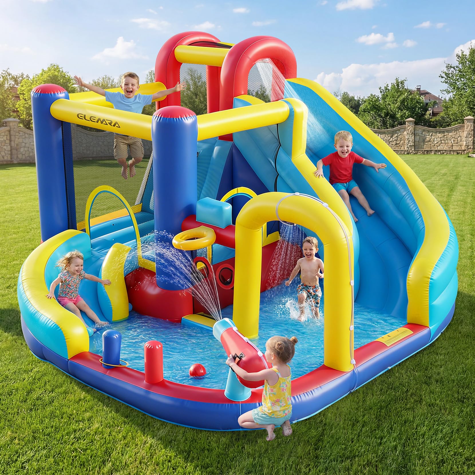 ELEMARA 12-in-1 Inflatable Water Slide Park for Big Kids, 20.07x15.91FT Bouncer 