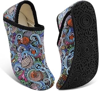 Fires Womens Mens Slippers with Rubber Sole Soft-Lightweight House Slipper Socks Around House Shoes Non Slip Indoor/Outdoor
