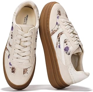 Project Cloud Platform Sneakers for Women Footwear - Memory Foam Insole Womens Shoes, Lightweight and Non-Slip Sole Lace Up Fashion Sneakers for Women 2026 (Volley)