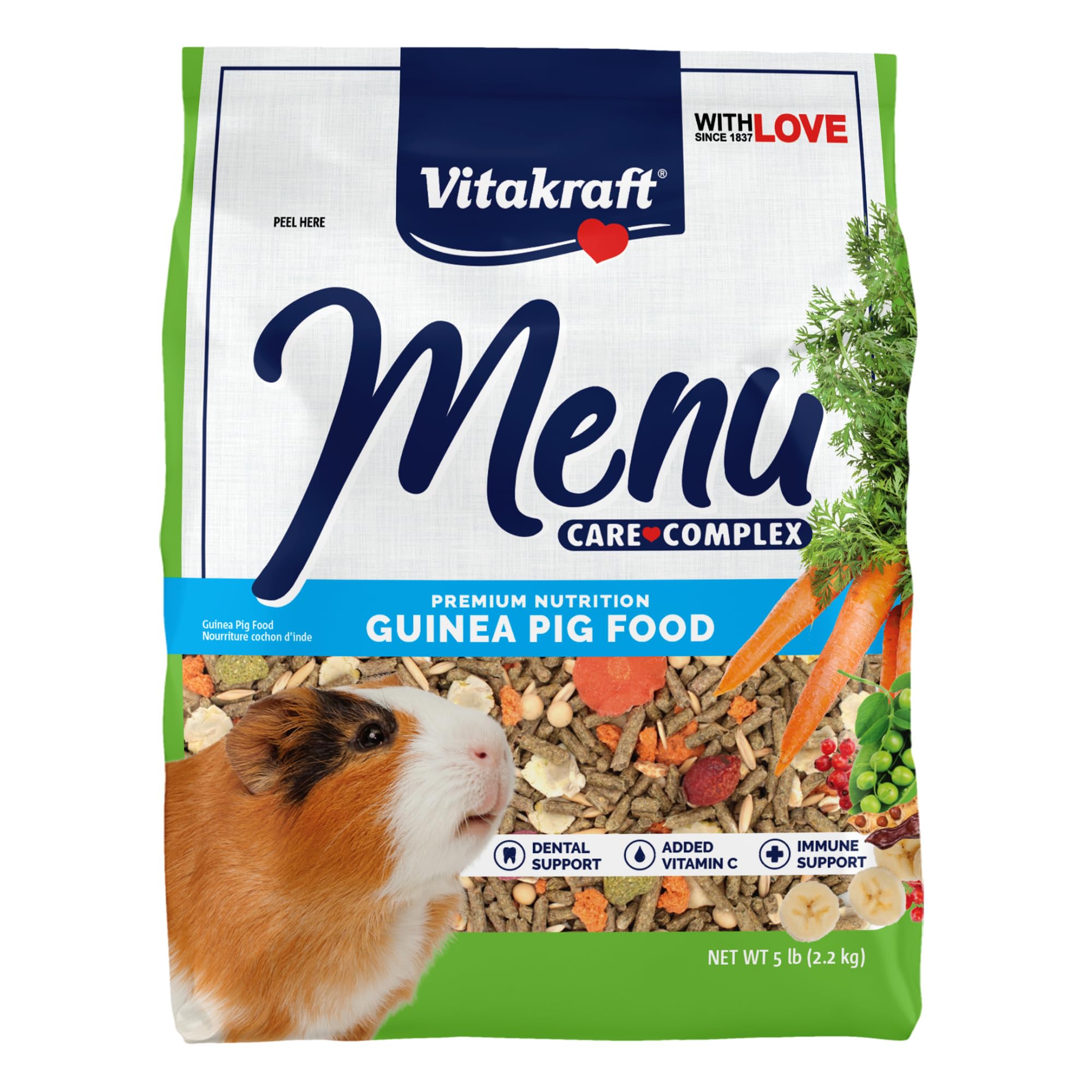 Vitakraft Menu Guinea Pig Food 5 lb. | Vitamin-C Enriched, Nutrient-Rich Seed & 