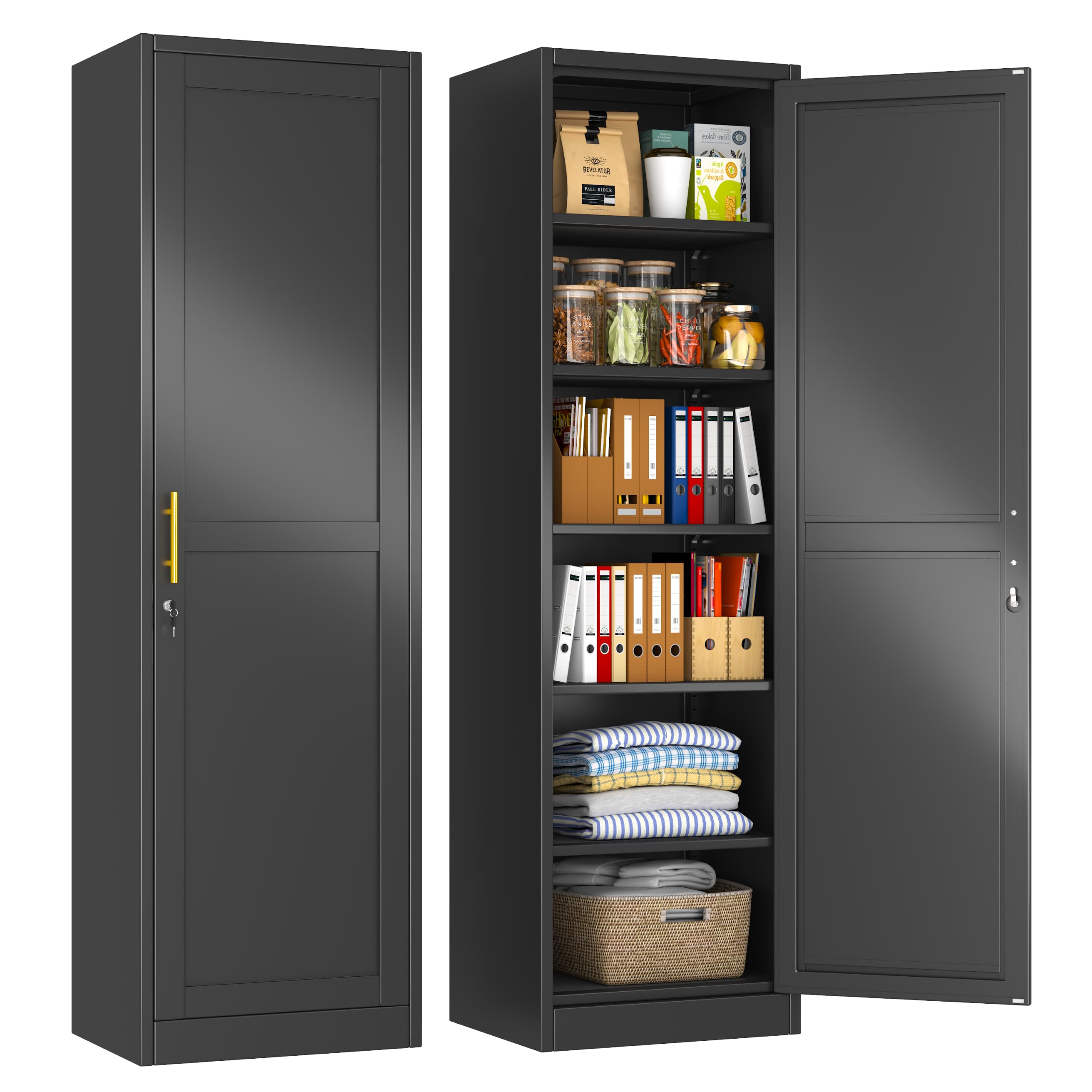 Tall Narrow Metal Storage Lockers Cabinet for Employees,67" Home Office File Sto
