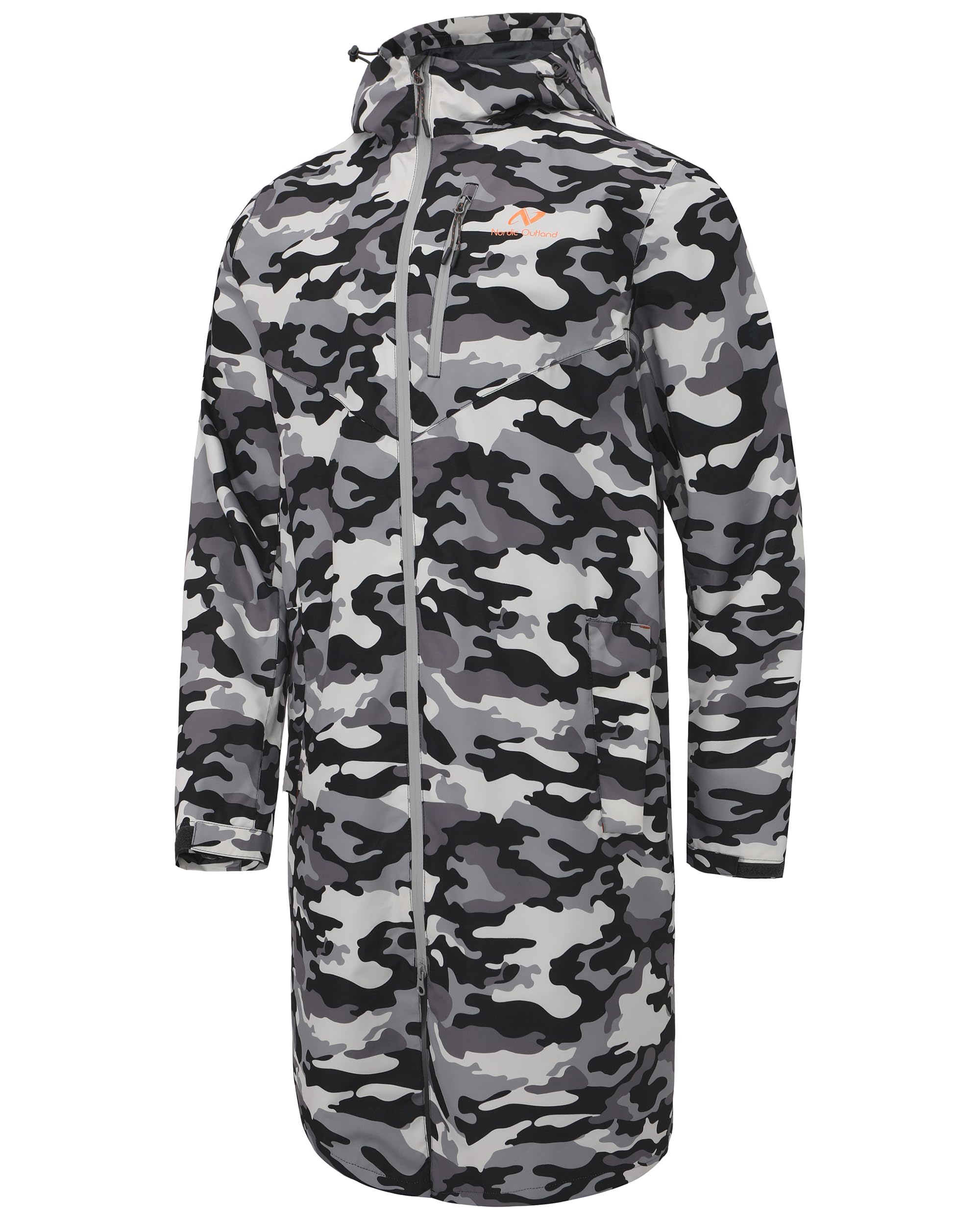 NORDIC OUTLAND Mens Waterproof Breathable Hooded Rain Jacket with Mesh Lining