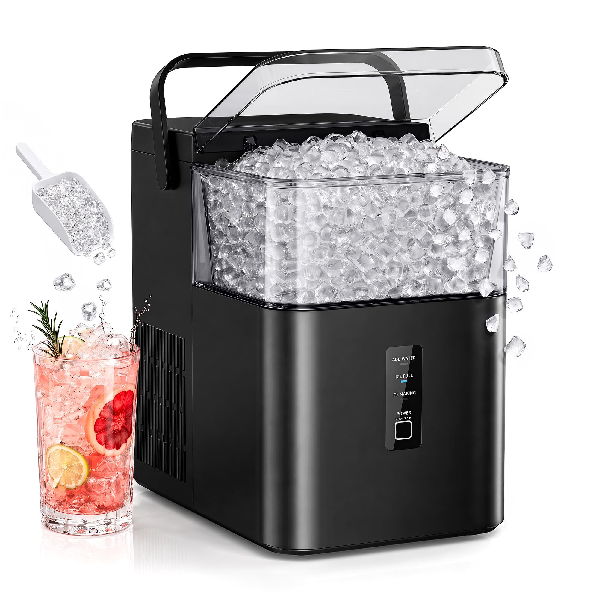 SIMZLIFE Nugget Ice Maker Countertop 38 lbs/Day Fast Chewable Ice in 5 Mins | Pe