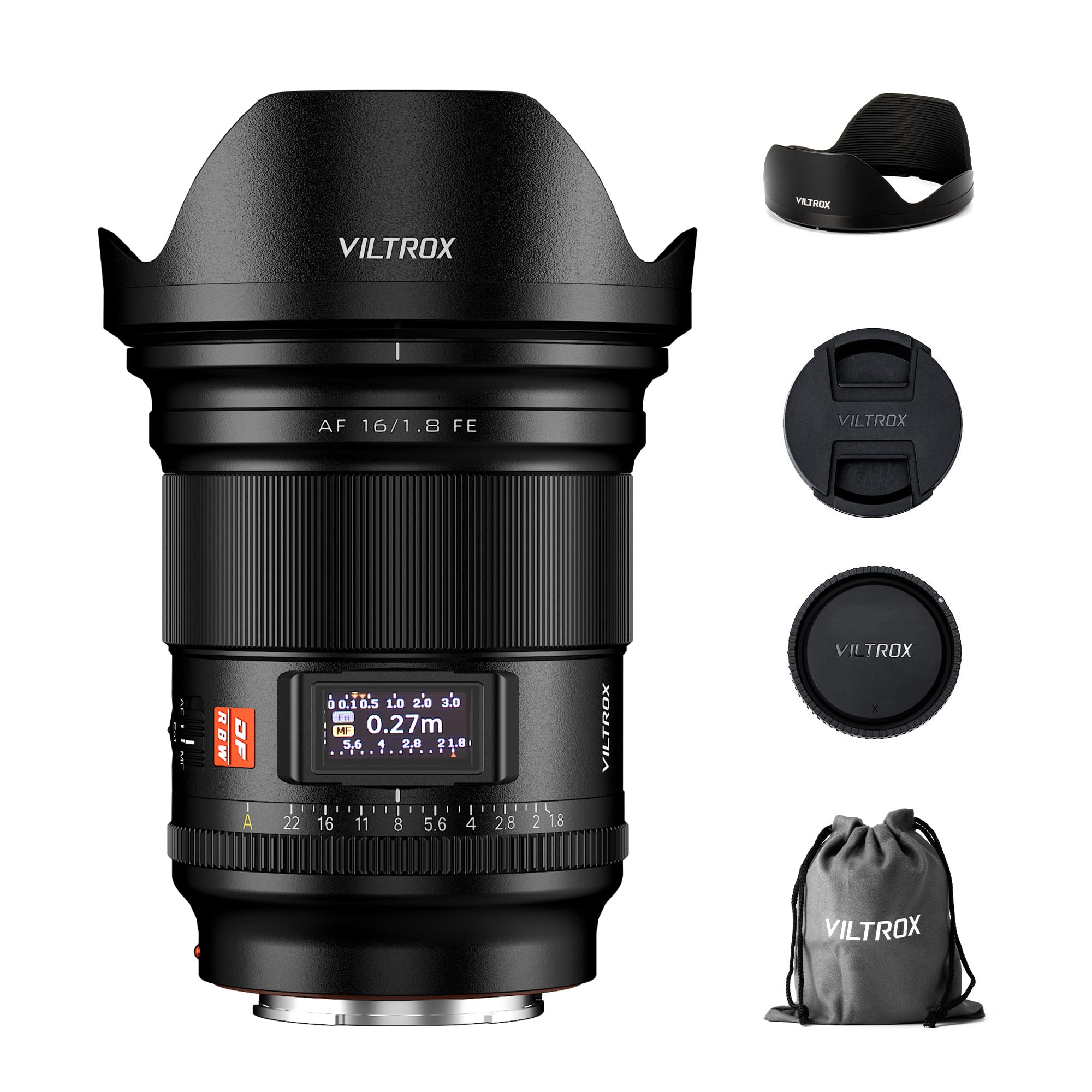 VILTROX AF 16mm F1.8 FE Lens for Sony E Mount, f/1.8 Large Aperture Auto Focus F