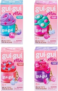 GUI GUI Mini Bundle Pack Slime Kit, Scented Slime for Kids 6+ | 4 collectible minis with gloss, butter, fluffy cloud slime, and clear textures plus charm clips, birthday gifts for girls 6+