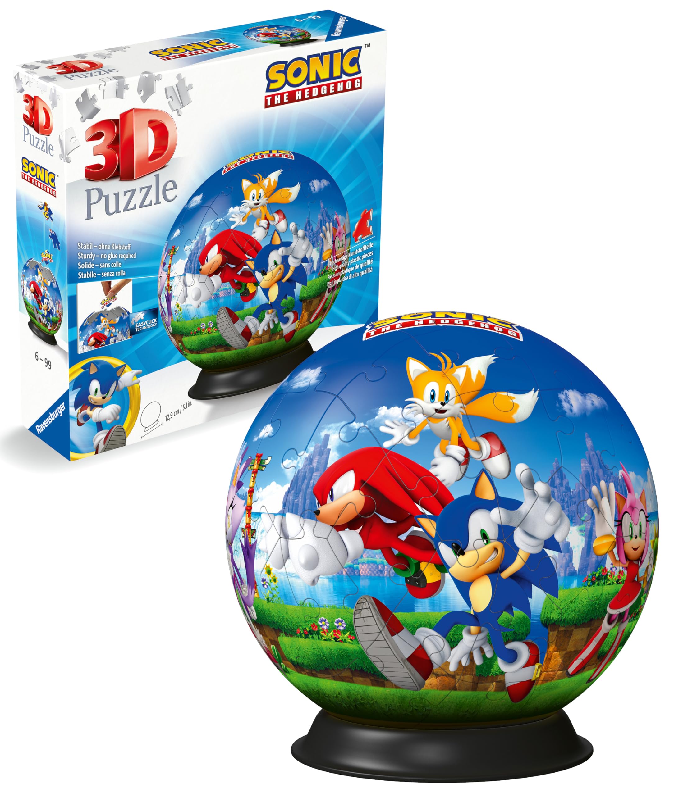 Ravensburger 3D Puzzle Ball - Sonic the Hedgehog - Ages 6+, 72 Pieces