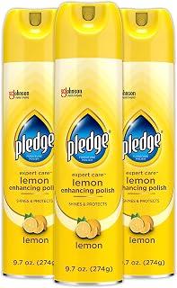 Pledge Expert Care Enhancing Furniture Polish, Lemon, 9.7 oz, (3-Pack) | Shines & Protects Wood Surfaces & More, Works on Sealed Leather, Wood, Stainless Steel & Granite, Removes Dust & Messes