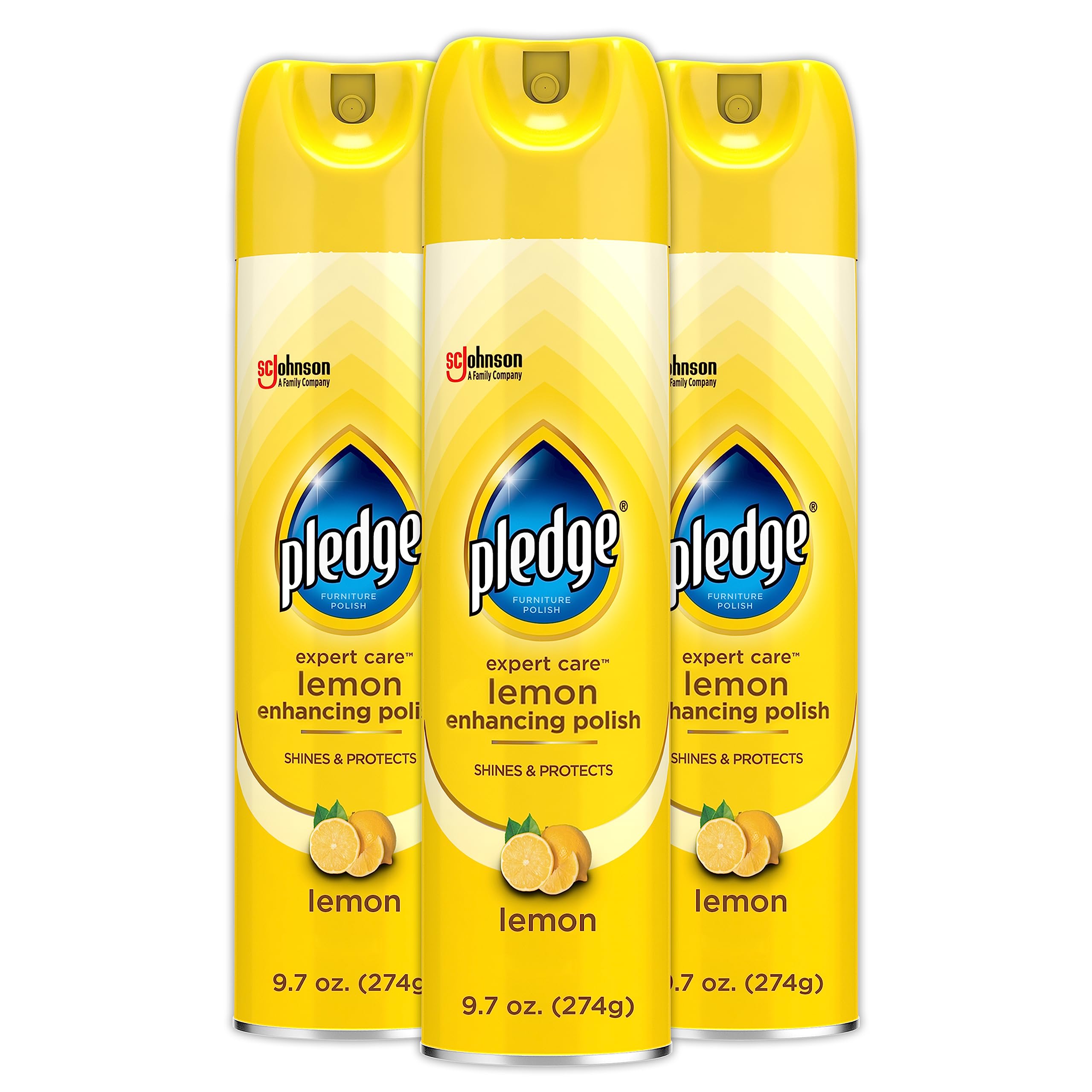 Pledge Expert Care Enhancing Furniture Polish, Lemon, 9.7 oz, (3-Pack) | Shines 