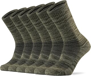 Ortis Men's Merino Wool Moisture Wicking Outdoor Hiking Cushion Crew Socks 4 Pack