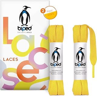 biped LACES 2 Pairs Flat Polyester Shoelaces 10mm Wide - Laces for Trainers and Sports Shoes - Tear Resistant and Washable z2913
