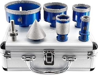 Diamond Tile Drill Bit Set - 20/35/50/68/100 mm Diamond Drill Bit & 50 mm Diamond Chamfer Drill Bit One Adapter