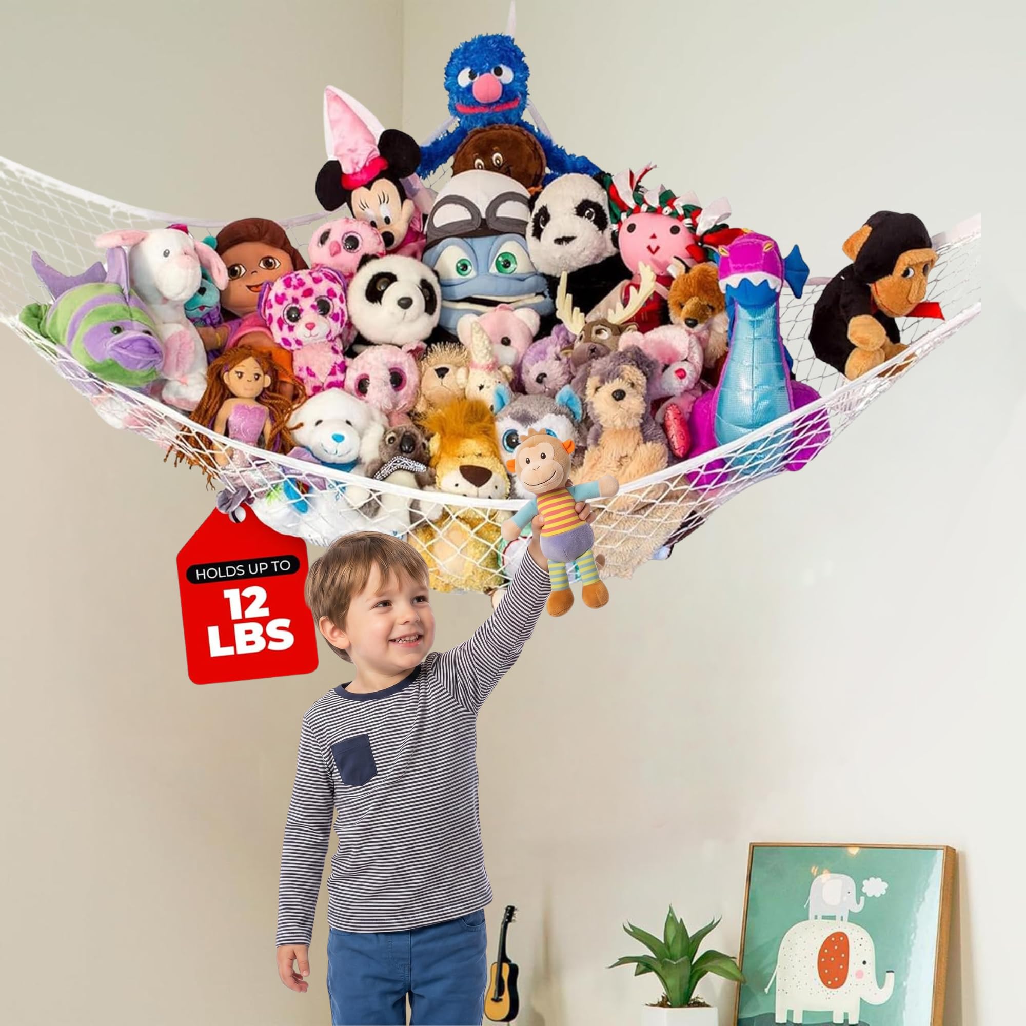 Lilly's Love Stuffed Animal Storage Net Hammock Large STUFFIE Party Hammock | Or