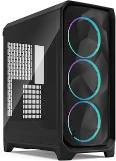 Fractal Design Meshify 3 RGB Black Tempered Glass Light Tint - High Airflow PC Gaming Case - Mesh Front Panel - Three ARGB Momentum 14 Gen 2 Fans Included - E-ATX/ATX/mATX Support
