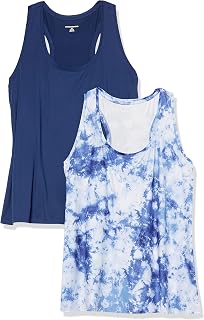 Amazon Essentials Women's Active Quick Dry Tech Stretch Racerback Scoop Neck Tank Top, Multipacks