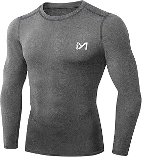 MEETYOO Men's Compression T-Shirt, Long/Short Sleeve Sports T Shirt for Running Cycling Fitness