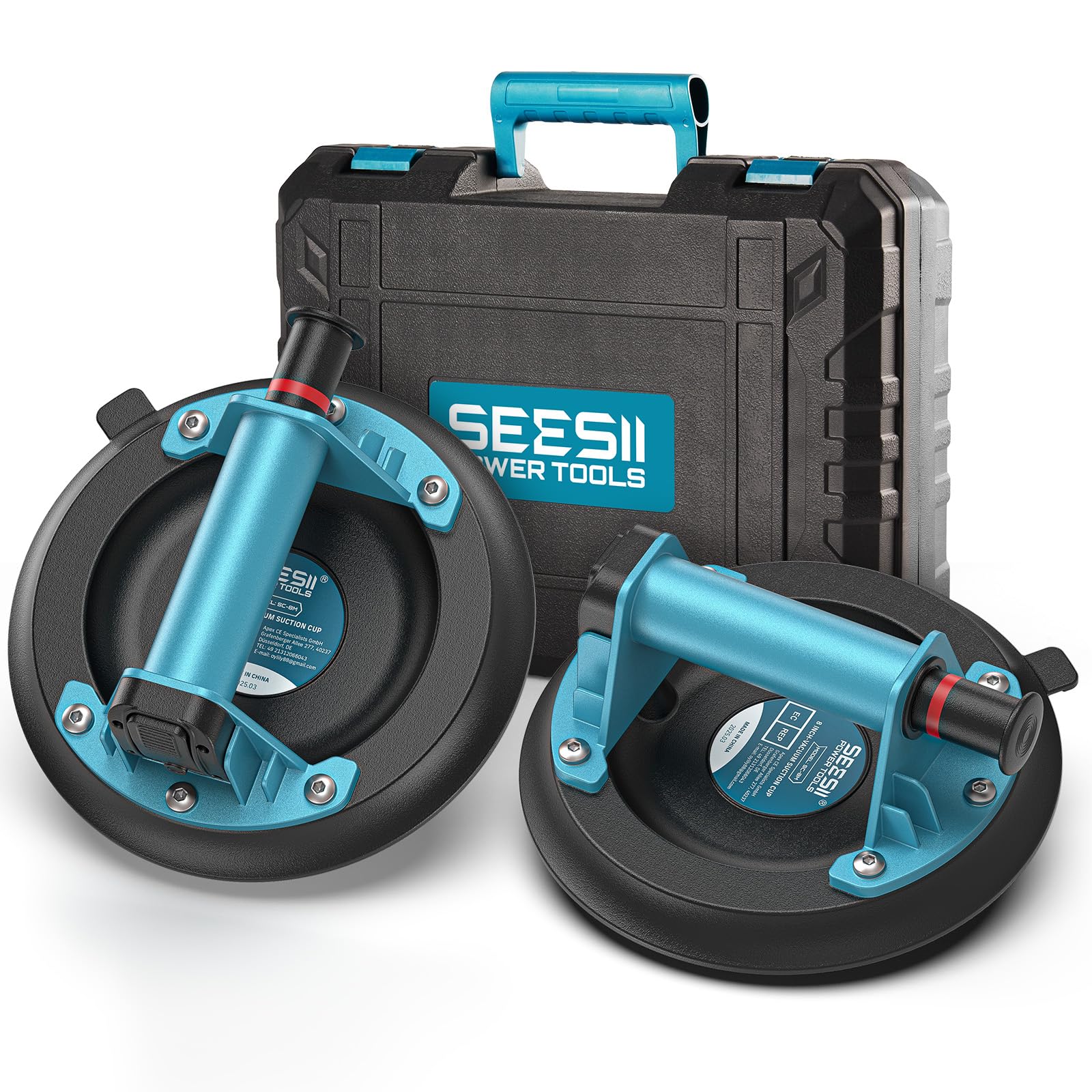 SEESII Suction Cups for Glass Lifting: 8" Tile Suction Cup Lifter with Handle an