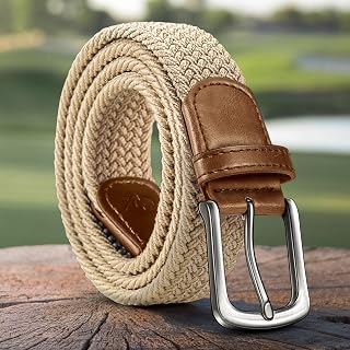 Mens Woven Stretch Fabric Belt for Golf Gifts Casual Jeans Dresses with Nylon Canvas 1 3/8 Inch