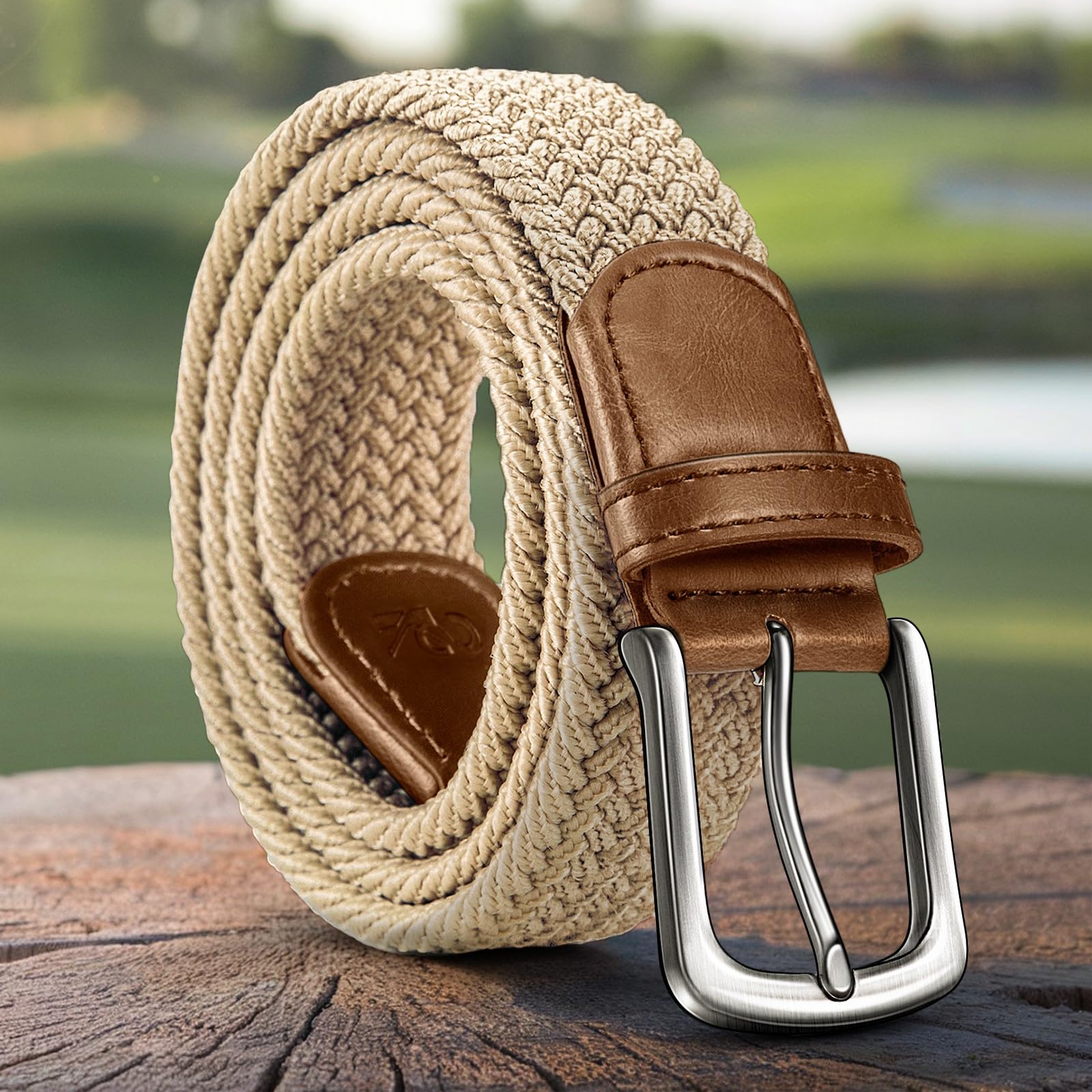 Mens Woven Stretch Fabric Belt for Golf Gifts Casual Jeans Dresses with Nylon Ca