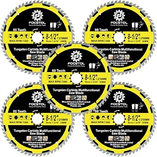 FOCSTOL Circular Saw Blade for Wood 216 mm x 30 mm – 5 Pieces Wood Cutting Disc with 60 Teeth for Cutting Wood Plastic Aluminium Copper