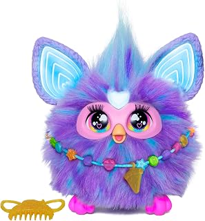 Furby Purple, 15 Fashion Accessories, Interactive Plush Toys for 6 Year Old Girls & Boys & Up, Voice Activated Animatronic (English Version)
