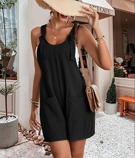 Women Summer Shorts Loose Fit Adjustable Knot Front Casual Wide Leg Shorts with Pockets