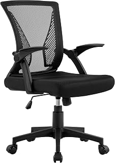 Yaheetech Sedia Ufficio Scrivania Ergonomica con Braccioli Ribaltabili Nero