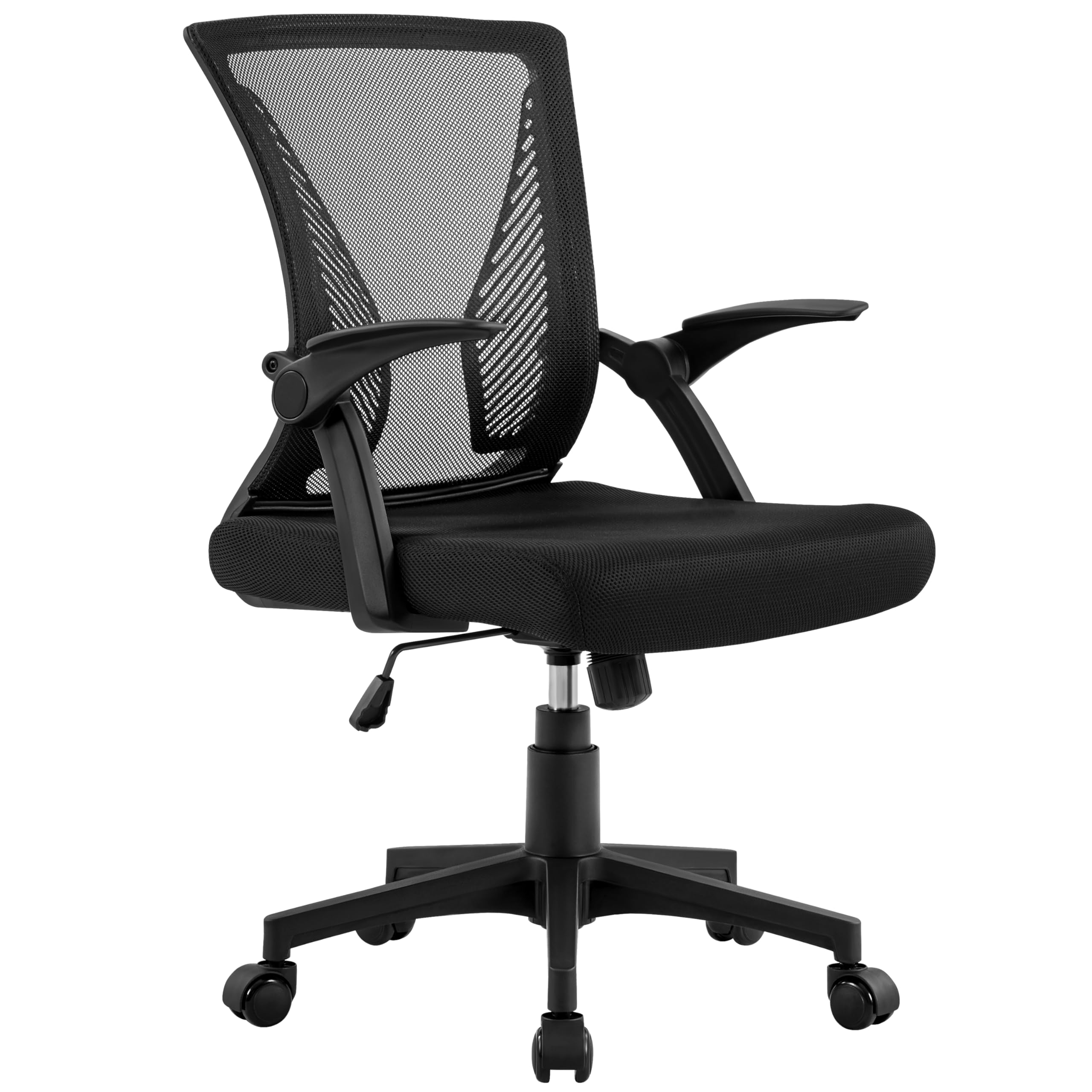Yaheetech Sedia Ufficio Scrivania Ergonomica con Braccioli Ribaltabili Nero