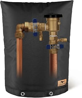 Backflow Preventer Insulation Cover - Water Pipe Insulation Sprinkler Cover for Outside - Insulated Backflow Cover Pouch for Irrigation Back Flow Valve in Winter or Sun Exposure (16"W x 20"H, BLACK)