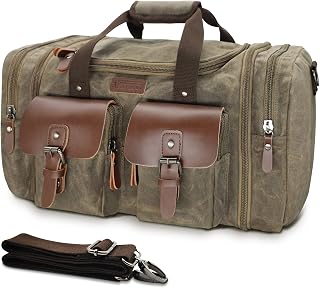 Wildroad Waxed Canvas Duffle Bag - 50L Weekender Overnight Travel Bag | Gifts for Men, Holiday Birthday Gift for Dad, Husband & Partner, Carry-on Size