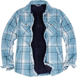 ZENTHACE Men's Sherpa Lined Flannel Shirt Jacket,Snap Button Overshirt