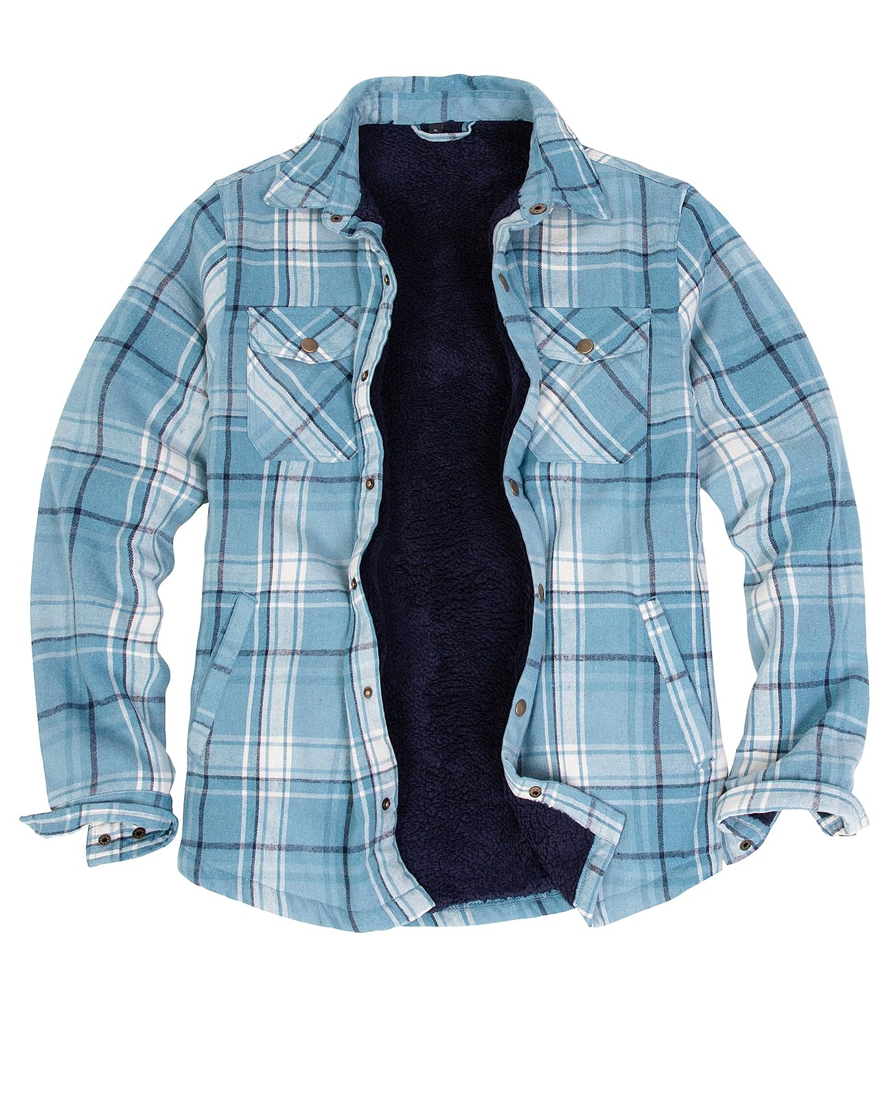 ZENTHACE Men's Sherpa Lined Flannel Shirt Jacket,Snap Button Overshirt