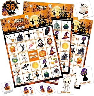 Halloween Games for Kids Adults,Halloween Bingo Cards Game for Party Favors | 36 Players Halloween Bingo for Kids Party Games for Family School Classroom Large Group,Halloween Toys,Goodie Bag Stuffers