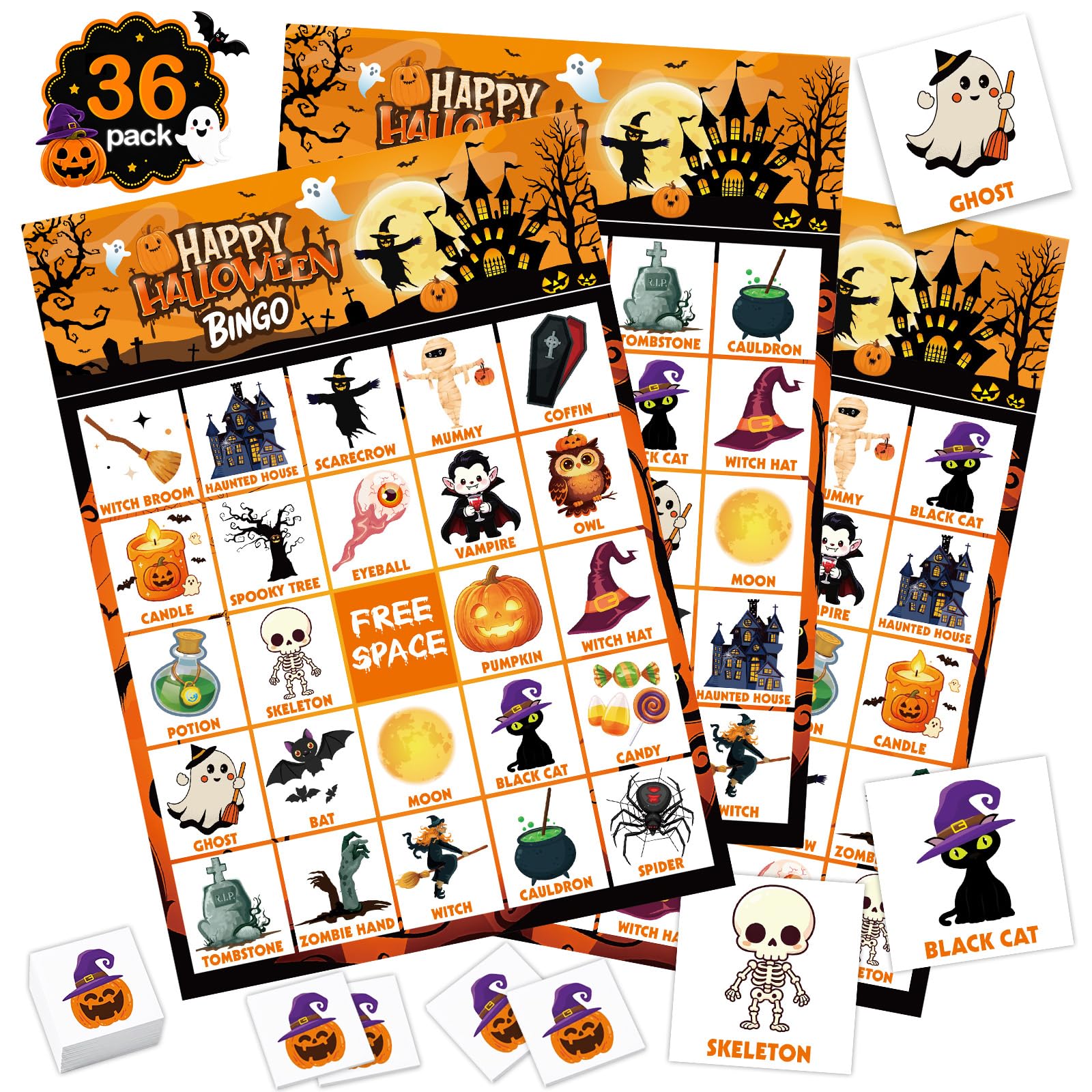 Halloween Games for Kids Adults,Halloween Bingo Cards Game for Party Favors | 36