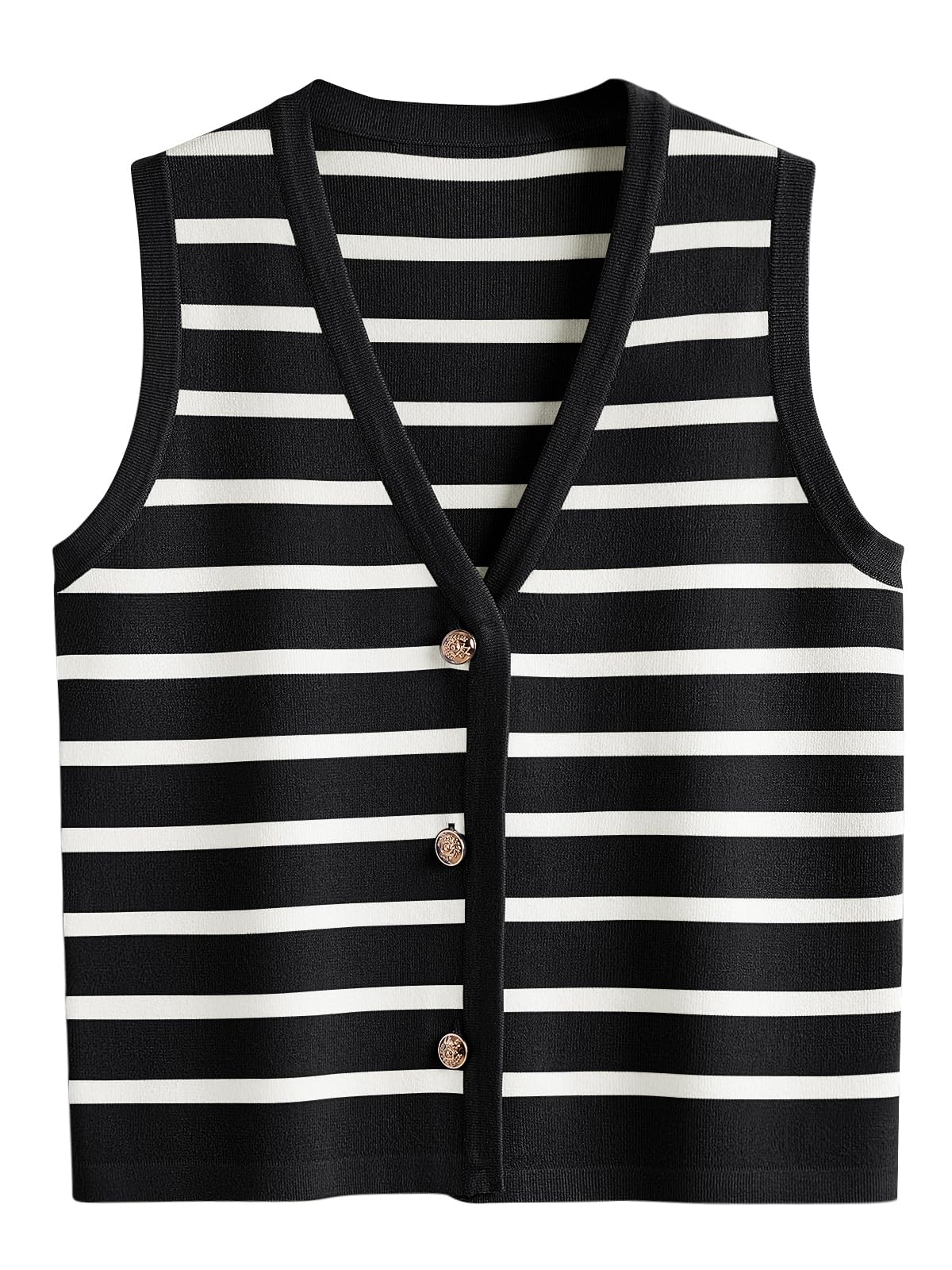 LILLUSORY Vest Tops for Women Striped Sweater Vest 2024 Fall Crochet Cropped But