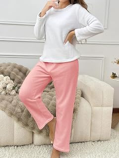 Women's 2 Piece Warm Lounge Set Long Sleeve Top and Pants Relax, Daily Wear, Cozy Homewear, Soft Touch Loungewear