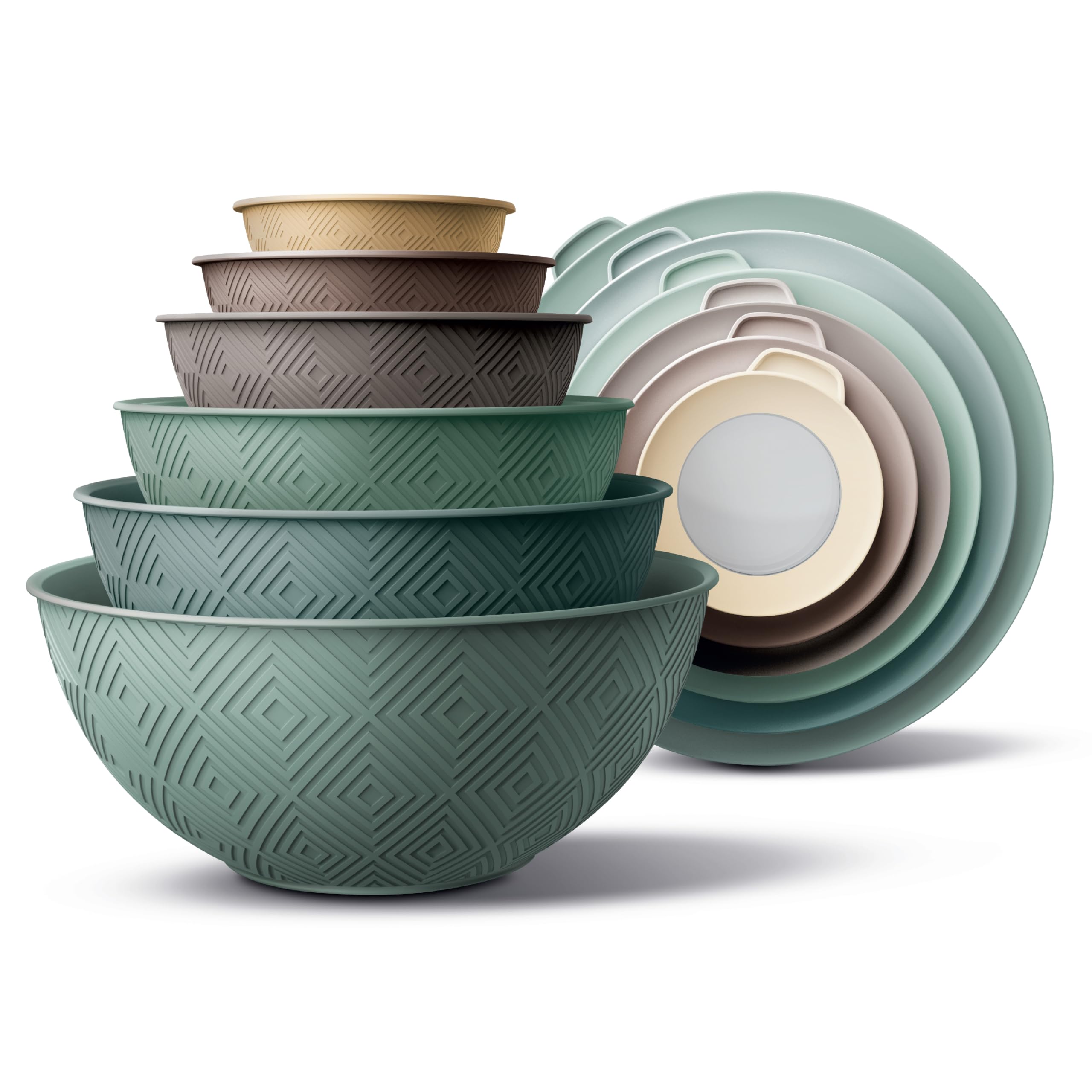 COOK WITH COLOR Mixing Bowls with Lids - 12 Piece Plastic Nesting Bowls Set incl