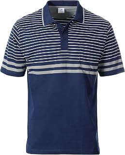 Gioberti Mens Striped Polo Shirt with Pocket - Yarn Dye