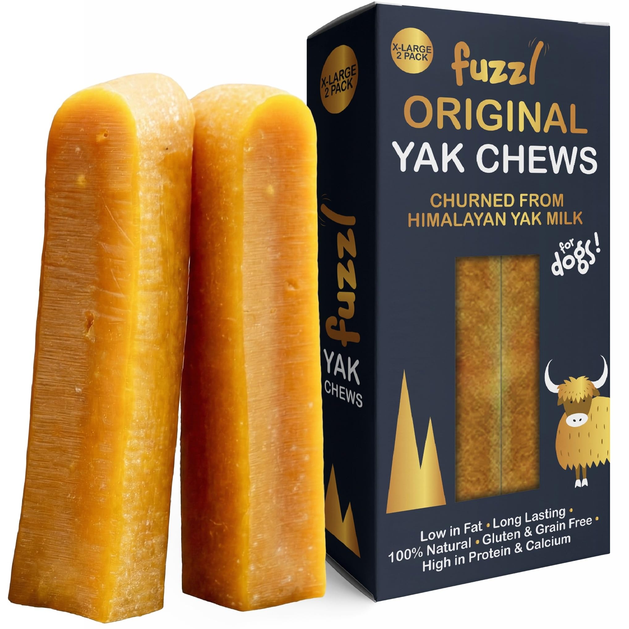 Fuzzl Gold XL Himalayan Yak Cheese Dog Chews - Extra Large 2-Pack | Long Lasting