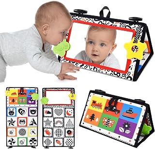 Dr.Rapeti Tummy Time Floor Mirror, Baby Mirror, High Contrast Sensory Toys | Non-Toxic, Newborn Toys, High Contrast, Teethers, Baby Mirror Toy, Early Educational Toy, Tummy Time Sensory Toy