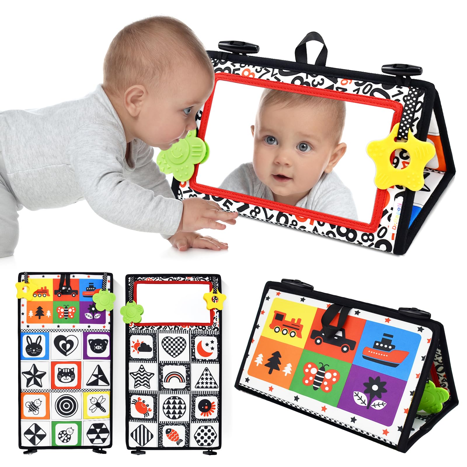 Dr.Rapeti Tummy Time Floor Mirror, Baby Mirror, High Contrast Sensory Toys | Non
