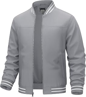 TACVASEN Men's Bomber Jacket Lightweight Casual Spring Fall Windbreaker Zip Up Coat with Pocket