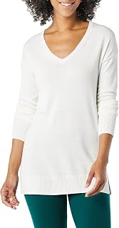 Amazon Essentials Women's Lightweight V-Neck Tunic Sweater, Long Sleeve, Ribbed
