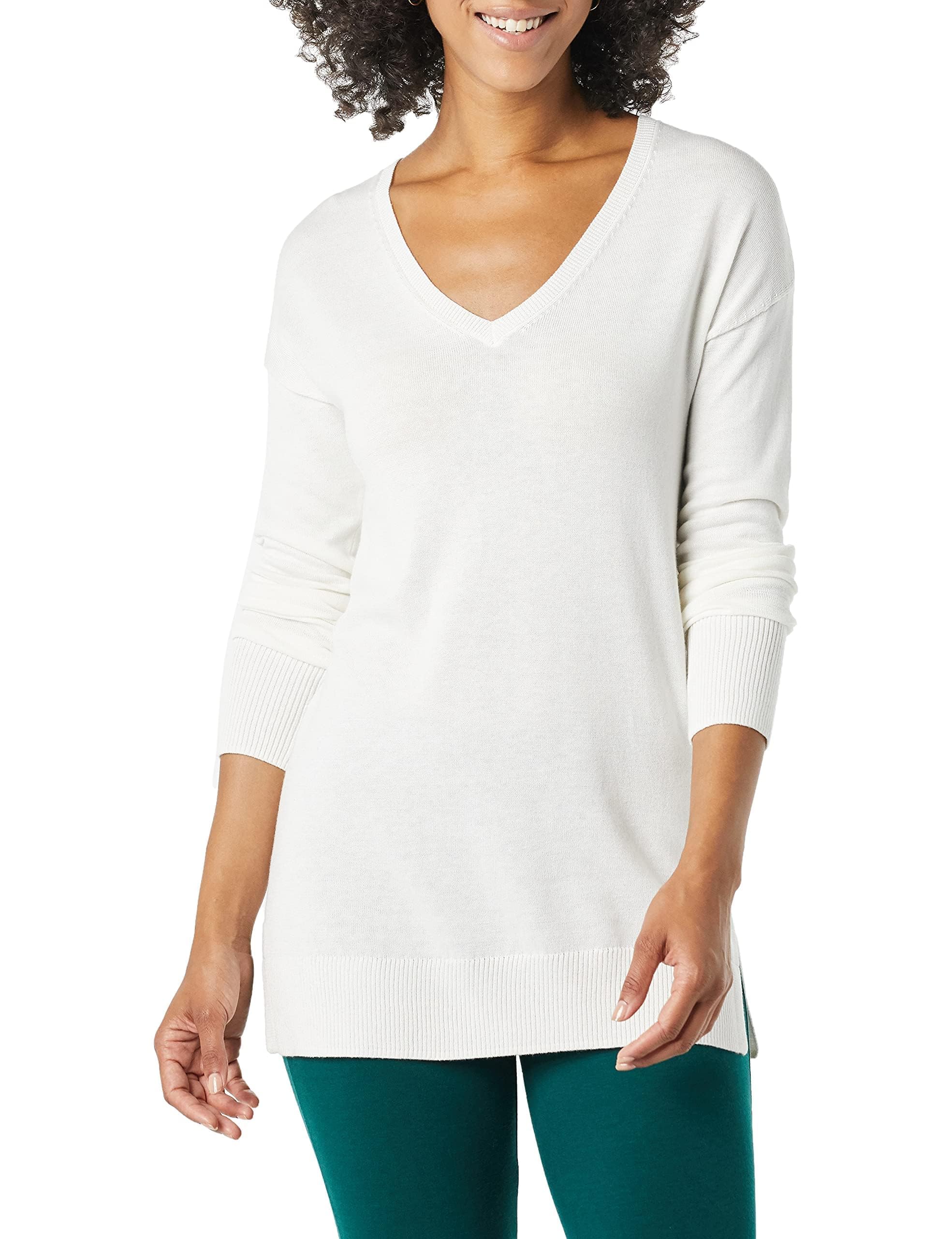 Amazon Essentials Women's Lightweight V-Neck Tunic Sweater, Long Sleeve, Ribbed